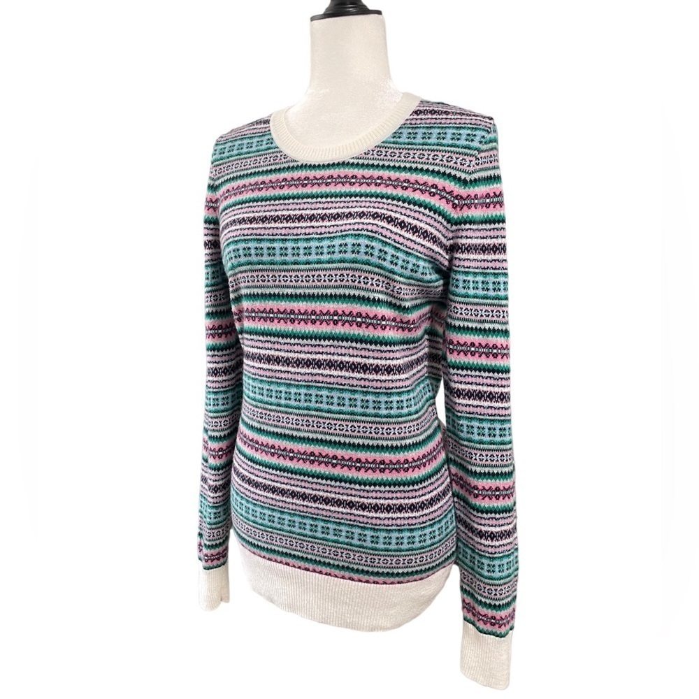 Talbots Sweater Fair Isle Long Sleeve Lambswool Blend Crewneck Size Small